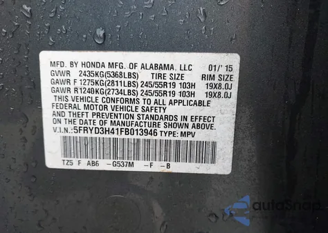 2015 Acura Mdx Technology Package z USA, uszkodzony, nr VIN 5FRYD3H41FB013946